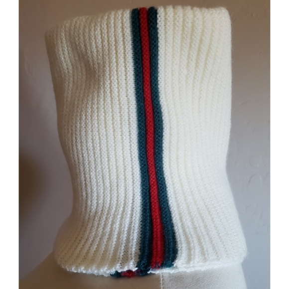 Ivory Striped Knit Infinity Neck Warmer Luxury Look Boho Scarf Trendy Unisex New - Picture 5 of 8